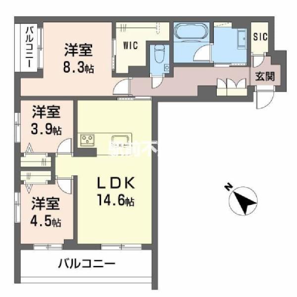シャーメゾン トレゾール(3LDK/3階)の間取り写真