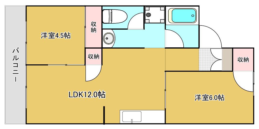 プロムナード中仙道 I(2LDK/2階)の間取り写真