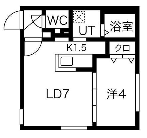 ラフィーネ厚別南(1LDK/4階)の間取り写真