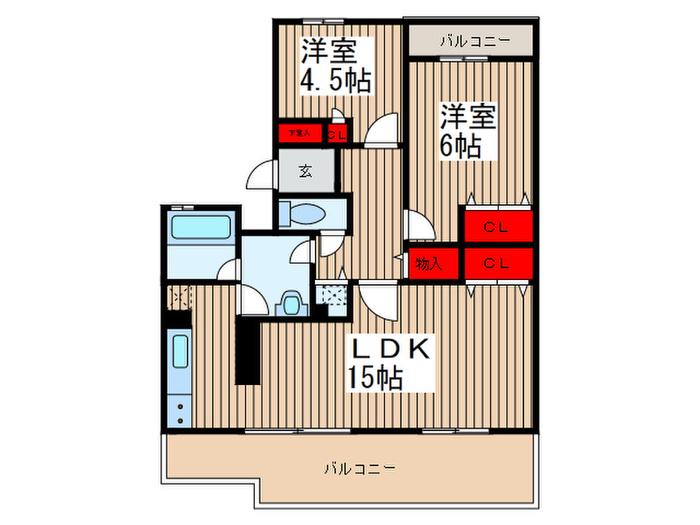 セレーノ大宮C棟(2LDK/3階)の間取り写真