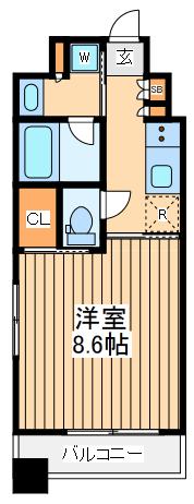 プラージュベイ横濱関内(1K/4階)の間取り写真