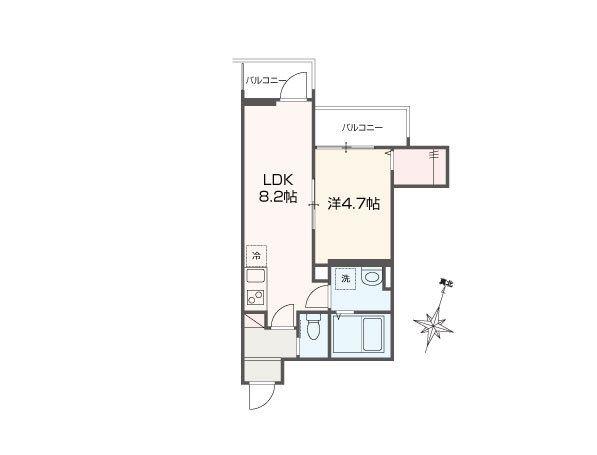 MELLAS西浦和V(1LDK/1階)の間取り写真