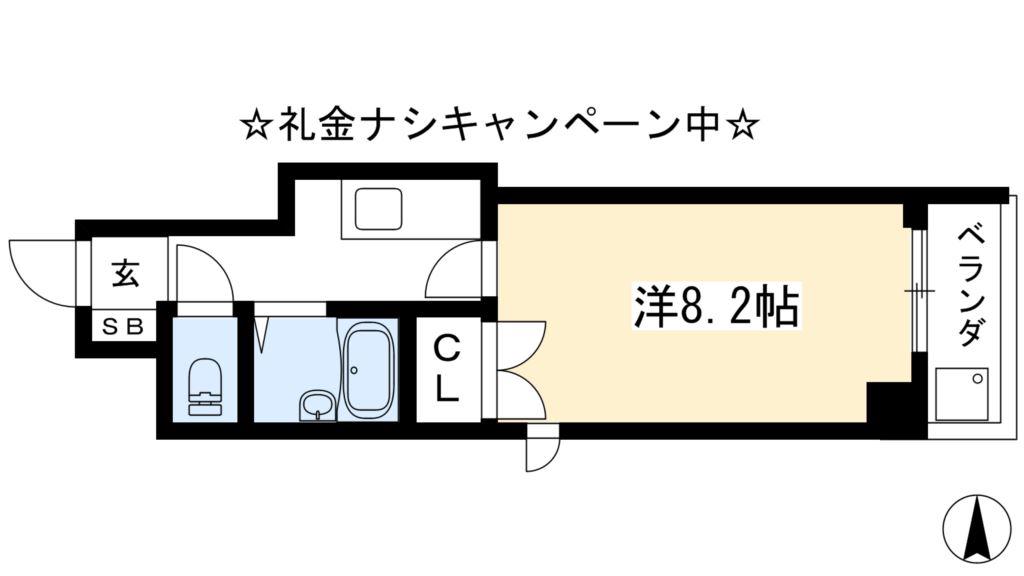 グランディールパレ(1K/4階)の間取り写真
