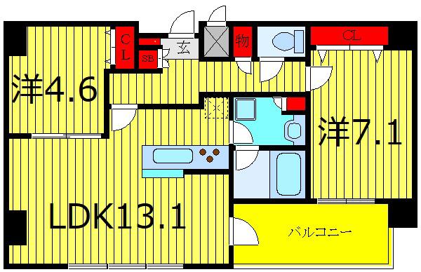 リーフコンフォート赤羽(2LDK/12階)の間取り写真