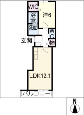 ハイネス・サン(1LDK/2階)の間取り写真