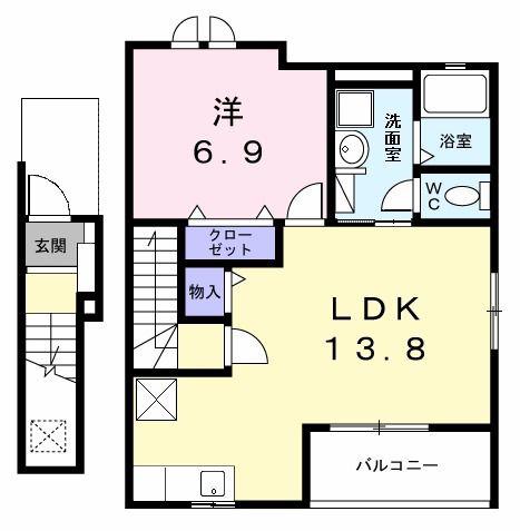 LE CIEL(1LDK/2階)の間取り写真