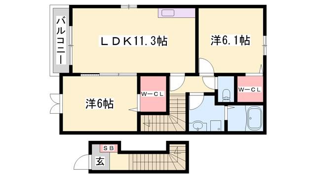 プロスペリティーII(2LDK/2階)の間取り写真