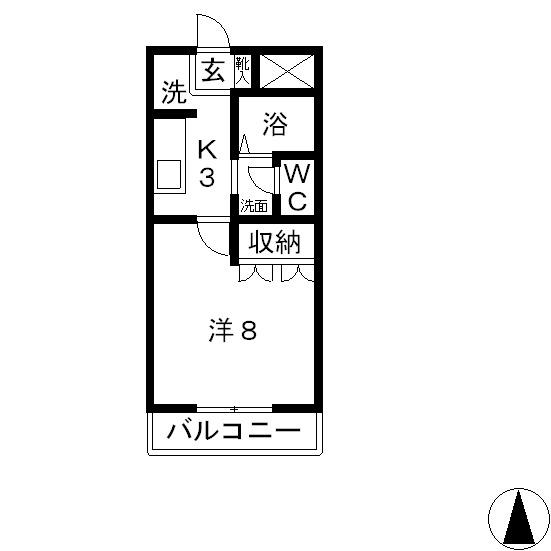 フォンテーヌ植松(1K/2階)の間取り写真