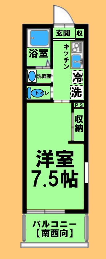グレイスネスト(1K/2階)の間取り写真