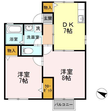 メゾン錦A(2DK/2階)の間取り写真
