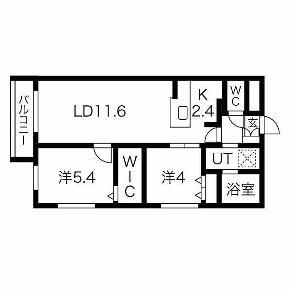 ブランシャール伏見(2LDK/2階)の間取り写真