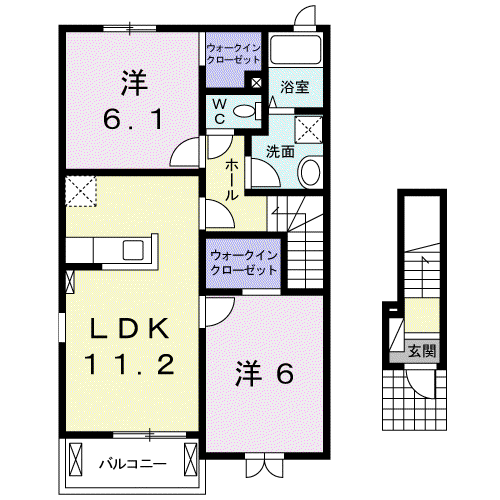 ペニー レイン I(2LDK/2階)の間取り写真
