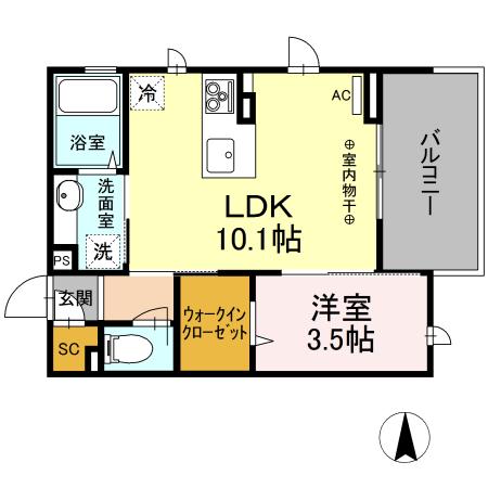 ファインカシワ(1LDK/3階)の間取り写真
