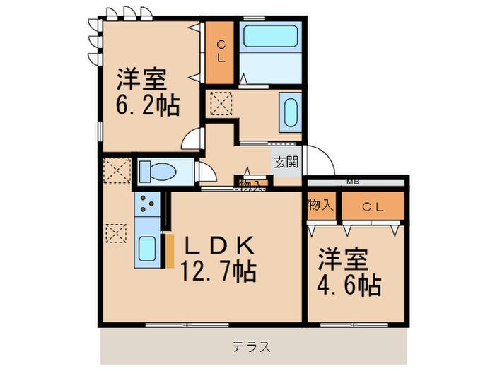 プリマベーラ(2LDK/1階)の間取り写真