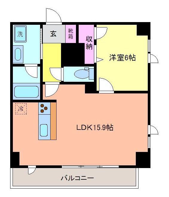 ルシエル(1LDK/6階)の間取り写真