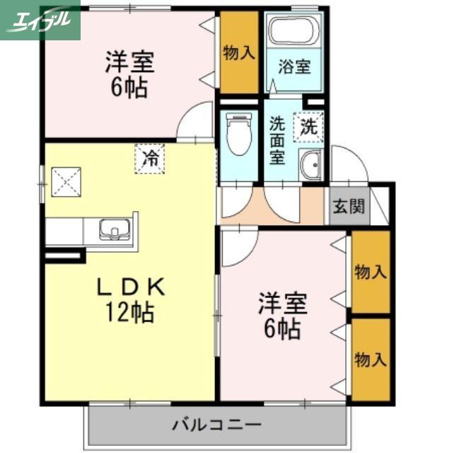 エスペランサTATSUMI(2LDK/1階)の間取り写真