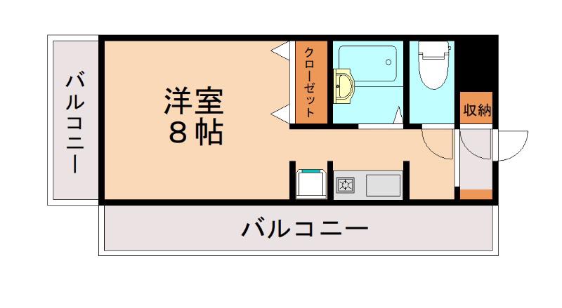 シティハウス祇園(ワンルーム/8階)の間取り写真