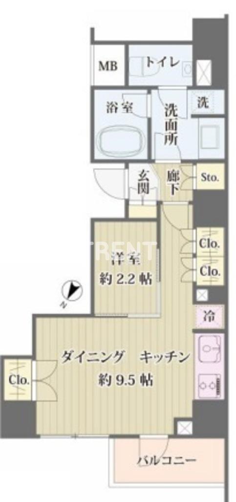 IBIS市ヶ谷(1LDK/2階)の間取り写真