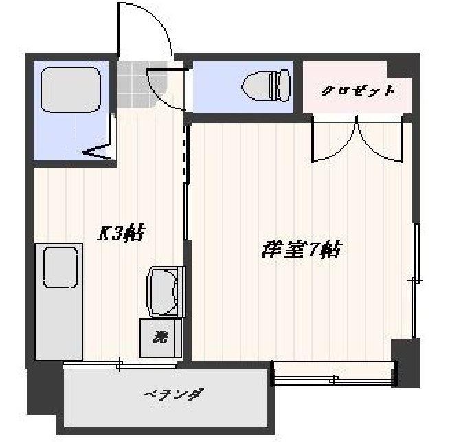 スカイハイツ1(1K/5階)の間取り写真