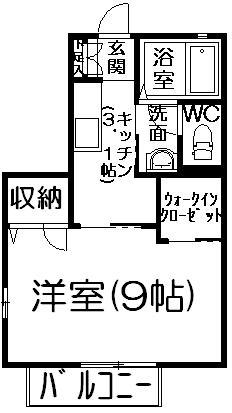 ブランブルー(1K/2階)の間取り写真