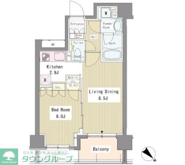 リベルテ月島(1LDK/7階)の間取り写真