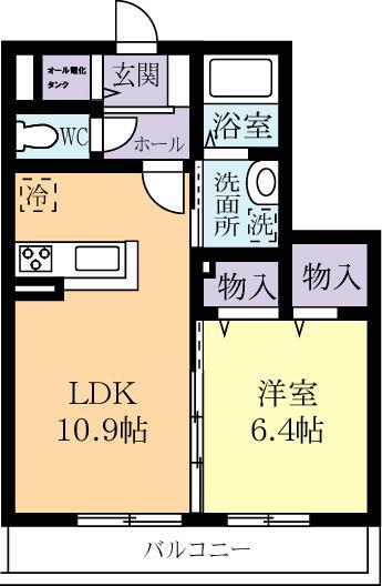 グリーンパークA(1LDK/3階)の間取り写真