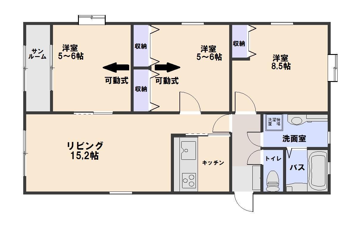 ハートランド A(3LDK/1階)の間取り写真