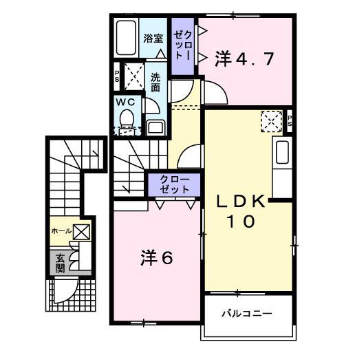 サニーコート尾畑(2LDK/2階)の間取り写真