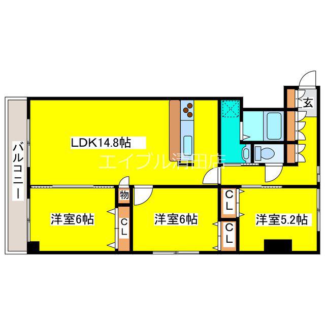 シーゲル清田(3LDK/5階)の間取り写真