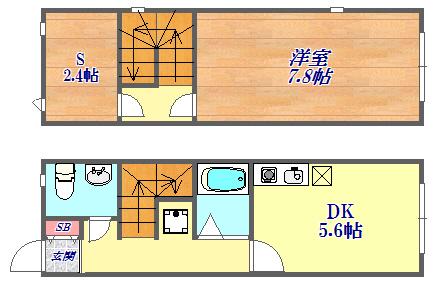 ディアコート神戸1(1SDK/1階)の間取り写真