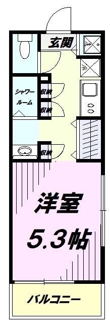ビーシティアパートメント立川TAPP(1K/2階)の間取り写真