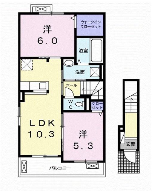 プレジール(2LDK/2階)の間取り写真
