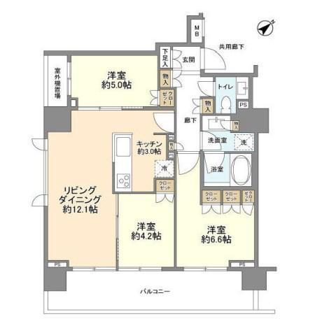 ウェリス六本木(3LDK/12階)の間取り写真