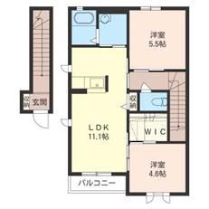 ビエントC(2LDK/2階)の間取り写真