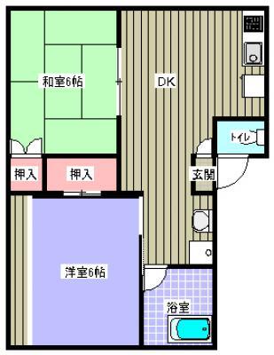 コーポ共栄(2DK/2階)の間取り写真