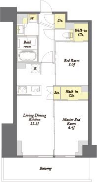 プライムメゾン江古田の杜イースト(2LDK/8階)の間取り写真
