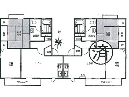 グランドール西志津B(2LDK/2階)の間取り写真