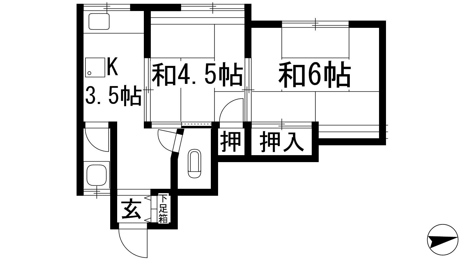 阪急宝塚線 石橋阪大前駅 徒歩10分 2階建 築52年(2K/2階)の間取り写真