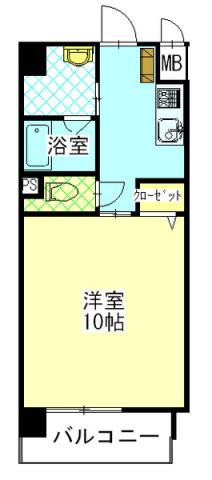 柳町Aマンション(1K/9階)の間取り写真
