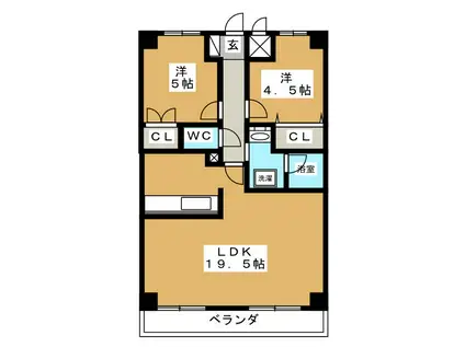 グランディス新八柱(2LDK/11階)の間取り写真