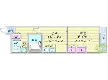 ライフピア3(1DK/2階)の間取り写真