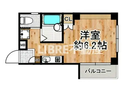 プライムコート泉尾(ワンルーム/2階)の間取り写真