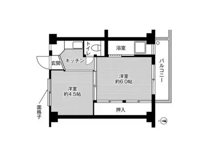 ビレッジハウス有城1号棟(2K/3階)の間取り写真