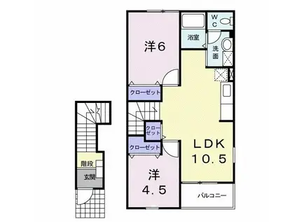 ソレアードエムB(2LDK/2階)の間取り写真