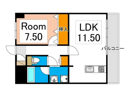 エクセレント南中央(1LDK/3階)の間取り写真
