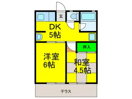 シティハイムOHHATA(2DK/1階)の間取り写真