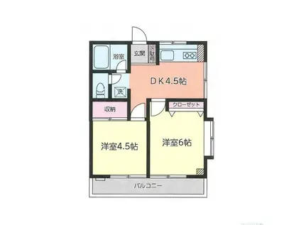 ローズマンション湘南(2DK/3階)の間取り写真