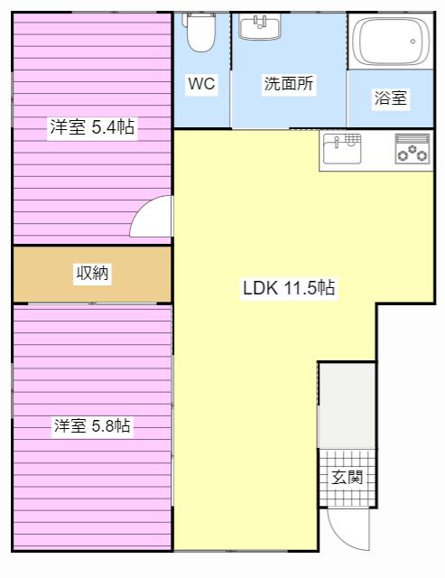 セレブカーサ(2LDK/1階)の間取り写真