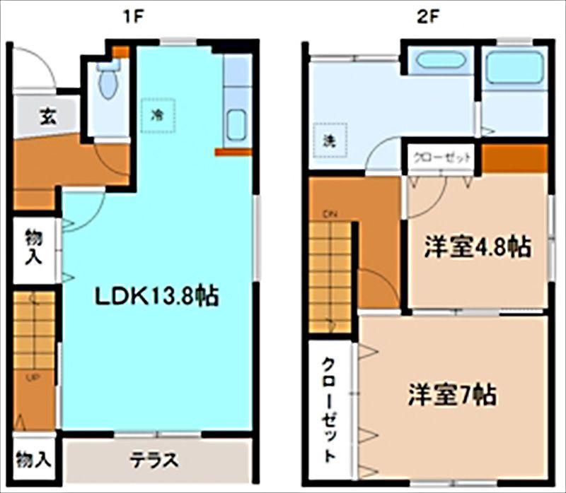 SUNFIT VILLA B棟(2LDK/1階)の間取り写真