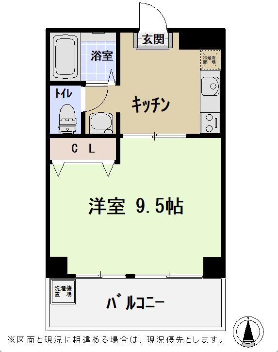 グローリーハイツ志水(1K/3階)の間取り写真